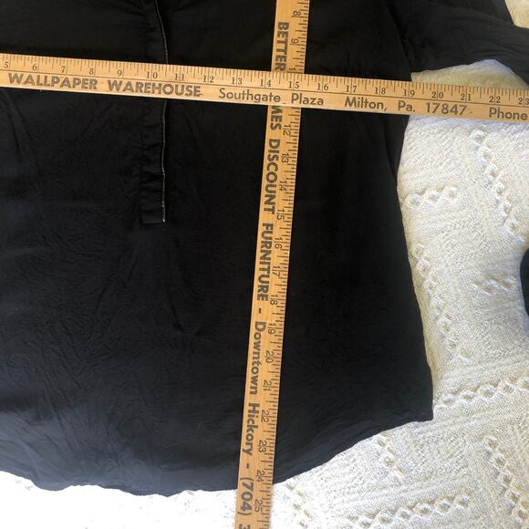 Philosophy Black Sheer Faux Leather Trim Blouse Large Long Sleeve Minimalist - Picture 10 of 10